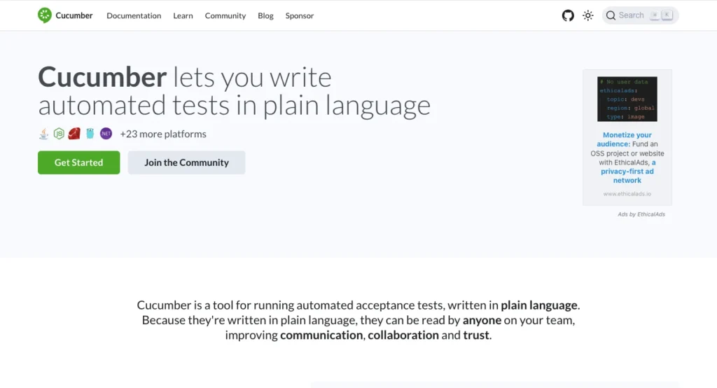 Open Source AI Testing Tools - Cucumber