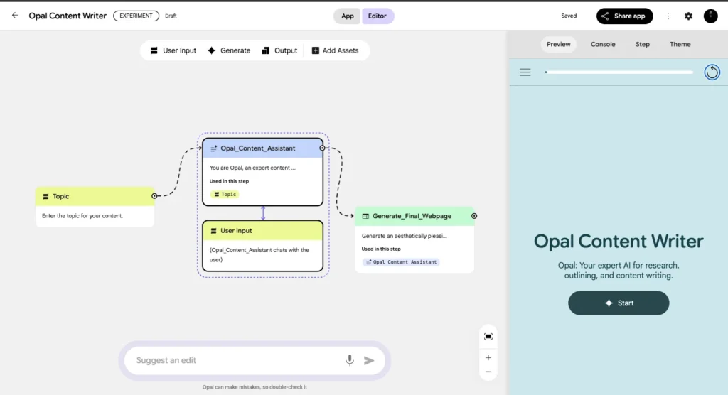 Google Opal Review - Content Writing Tool
