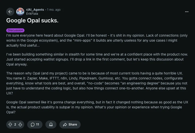 Google Opal Review - Reddit Review