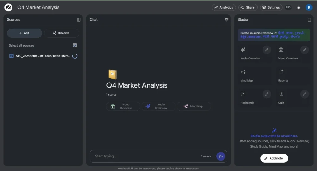 NotebookLM - Wait for the Process