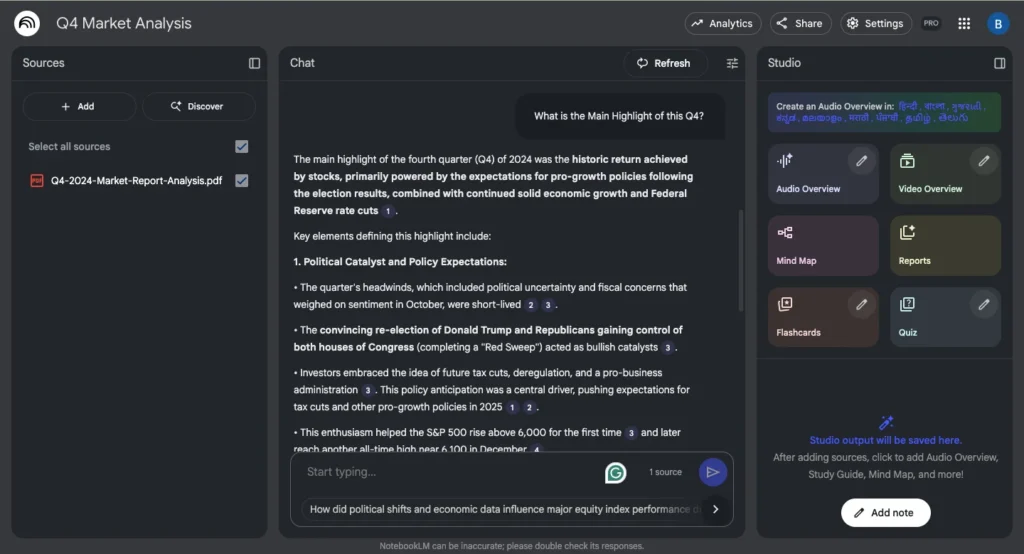 NotebookLM - Start Interacting with your sources