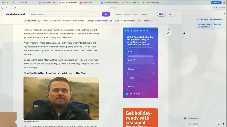 ChatGPT Altas use cases - For Online Reading and Summary