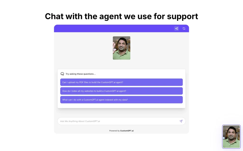 Customgpt.ai's Chat Support Bot Interface