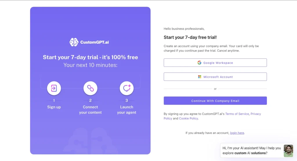 CustomGPT.ai Sign Up