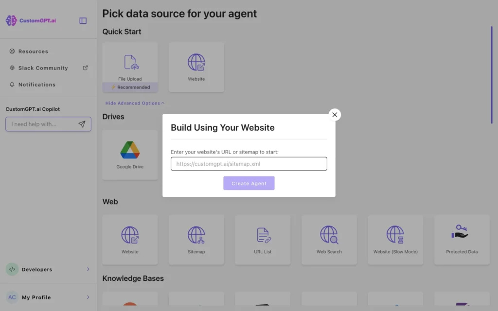 Use Website's Sitemap Feature on Customgpt.ai