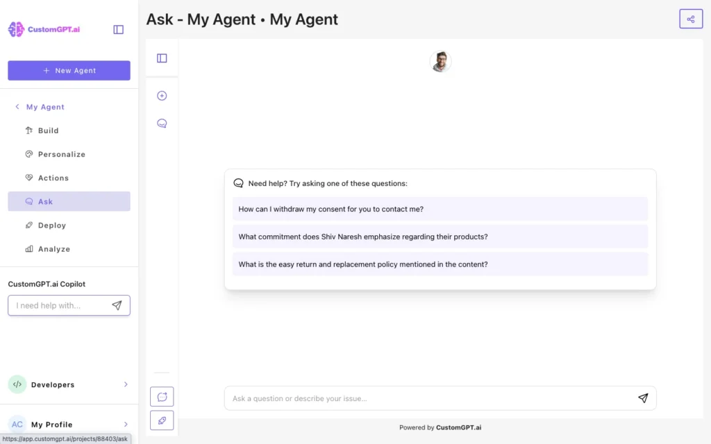 Test the Live Chatbot