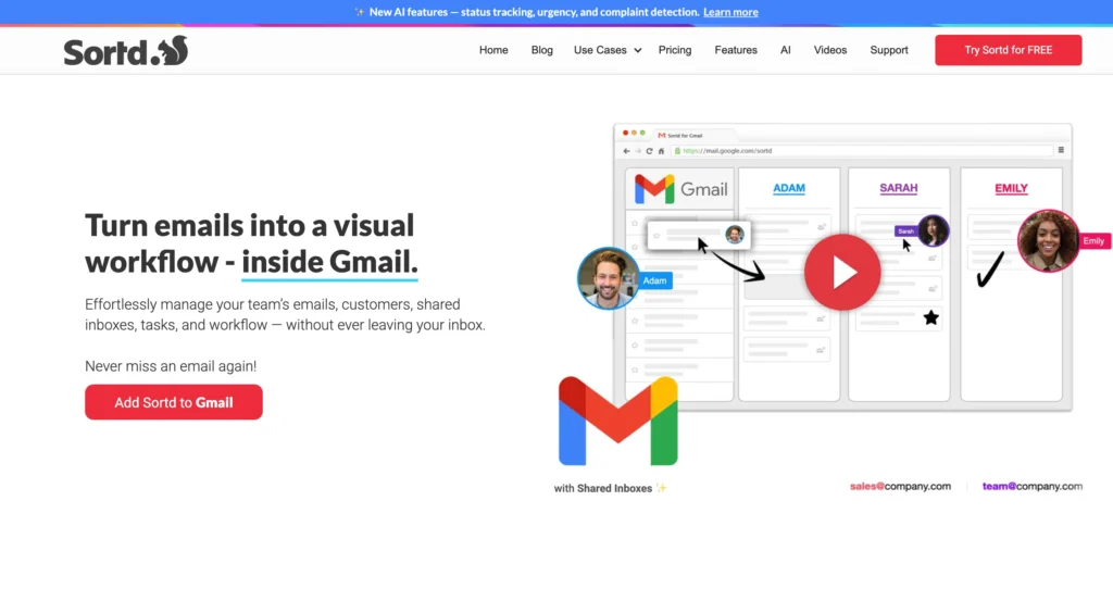 Sortd - 10 Best Email Management Tools for SMBs